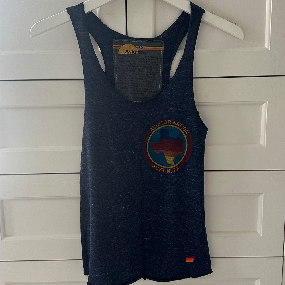 Aviator Nation Navy Tank with Austin TX logo